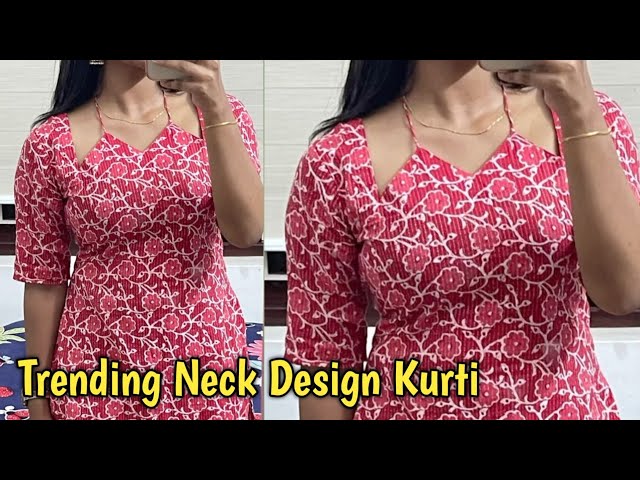 Trending Neck Design kurti / cutting and stitching very easy step by step