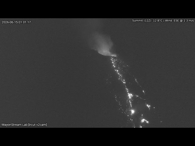 🔴 LIVE: Mayon Volcano Eruption, PH (SSW view) [RPi ircut-v2cam] 13:03 Jun-14-2026 (PST)