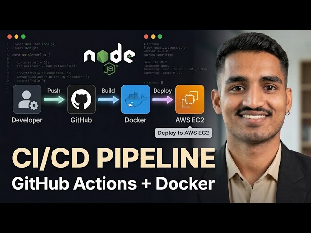 GitHub Actions for DevOps | Complete CI/CD of Node.js App with Docker on AWS