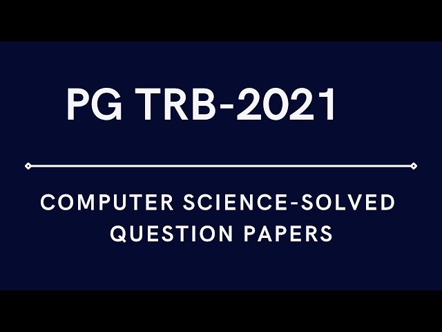 PG TRB Computer Science Solved Model Question Paper|trb|pg trb|PG TRB|25/9/21