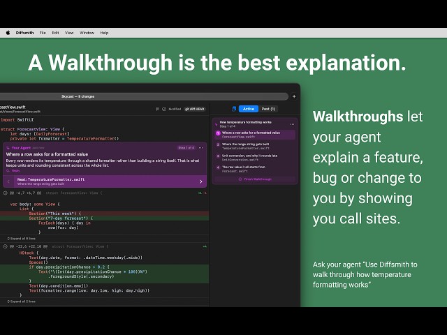 Understand your agent's code with Diffsmith Walkthroughs