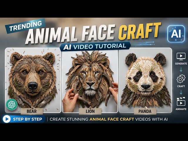Trending Animal Face Craft AI Video Tutorial 2026 | Make Handmade Animal Face Art with free ai tools