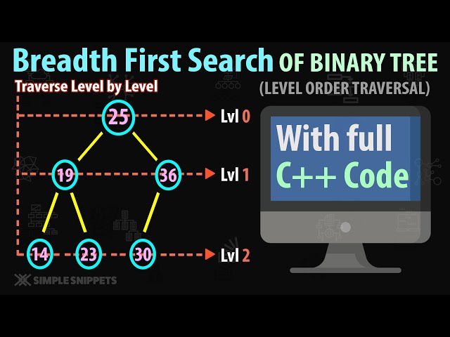 Breadth First Search (BFS) aka (Level Order Tree) Traversal in Binary Tree (With Full C++ Code)