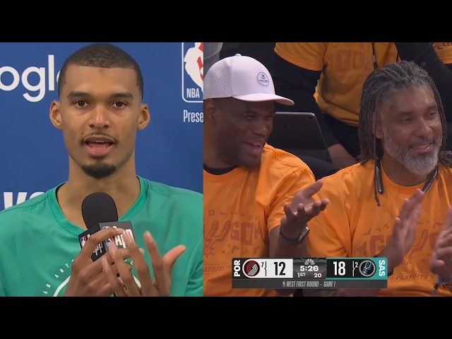 Wemby shows love to Tim Duncan and David Robinson & talks playoff debut
