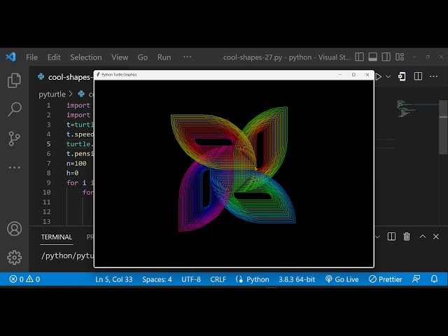 Python Turtle Graphics - 36 | Cool Shape Drawing | Python Turtle Video | Learnonpy | @Python_Shorts
