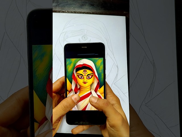 “Maa Durga Drawing Step by Step | Beautiful Goddess Sketch”