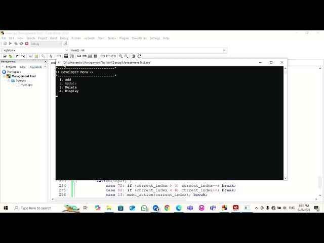 management system using C++ and object-oriented programming.