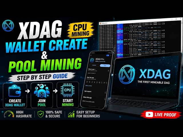 XDAG Wallet Create & CPU Mining Tutorial | Pool Mining Setup | Complete Guide (2026)