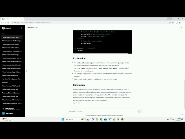 python selenium user agent