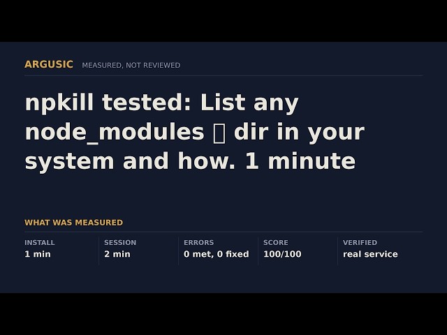npkill tested: List any node_modules 📦 dir in your system and how. 1 minute from clone to running.