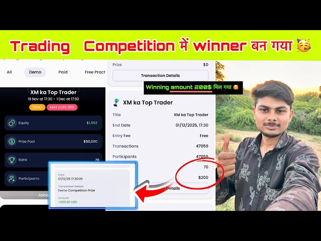 Xm ka Top trader me Winner ban gya or 200$ prize mila🥹|Forex trading|Free trading Competition|Xauusd