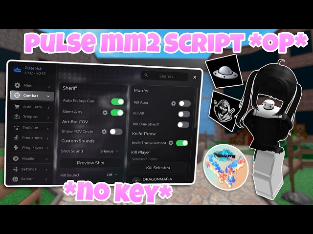 UPDATE! Pulse! MM2 script OP! *NO KEY*(walljump, gun changer, bomb jump, silent aim, shoot murder)