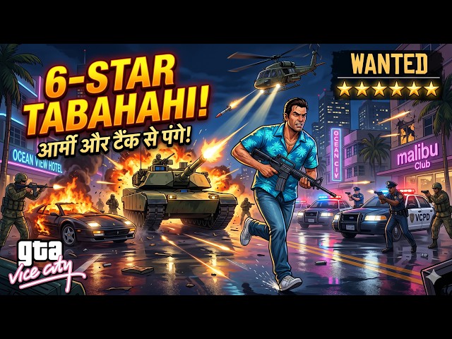 Surviving 6 Stars in GTA Vice City LIVE (Military vs Tommy) #gtavicecity #udaytrixgaming