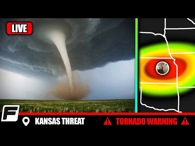 🔴 LIVE Storm Chaser - BIG TORNADO THREAT - Kansas