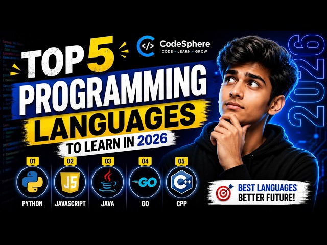 Top 5 Programming Languages You MUST Learn in 2026🚀 |Future-Proof | Python, JS, Java, Go, C++