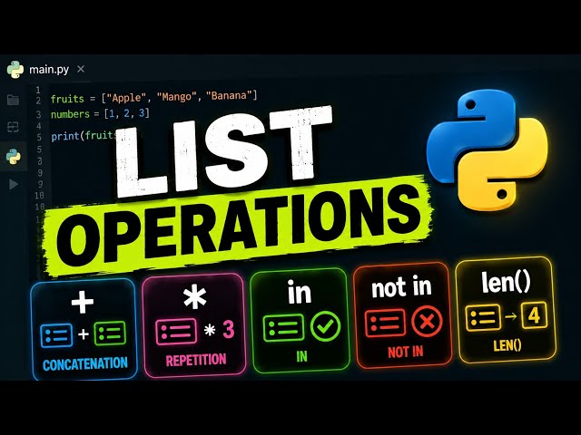 Python List Operations Made Easy ⚡ (+, *, in, not in, len()) | Learn in 3 minutes 