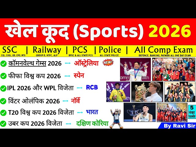 Sports Current Affairs 2026 | खेल करेंट अफेयर्स 2026 | Sports Awards Current Affairs 2026 | railway