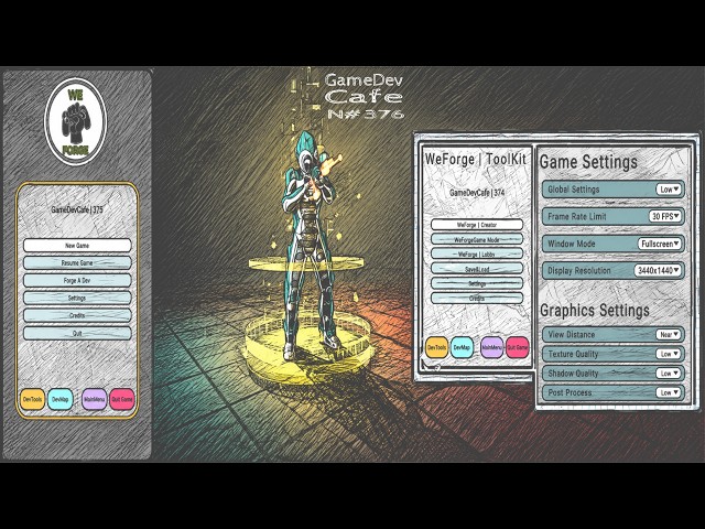 UnrealEngine | MainMenu | Settings | Creditis | New Game | Quit