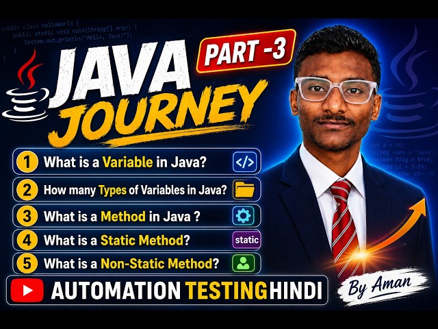 Java Journey Part 3 | Variables & Methods in Java | Static vs Non-Static Method | Java Hindi