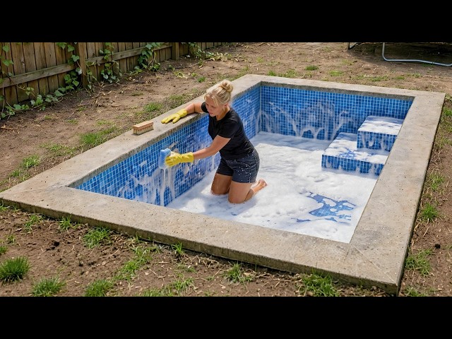Mother Builds DIY SWIMMING POOL For Kids In The Backyard | Start To Finish By @NicoleMichaelDIY