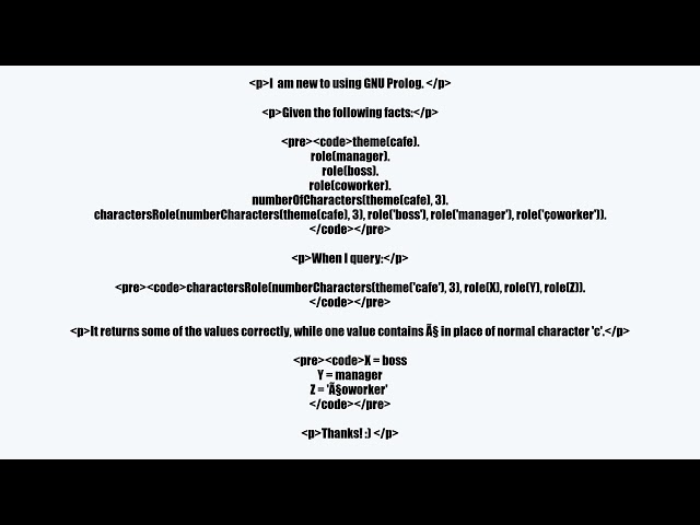 GNU Prolog: Strange characters