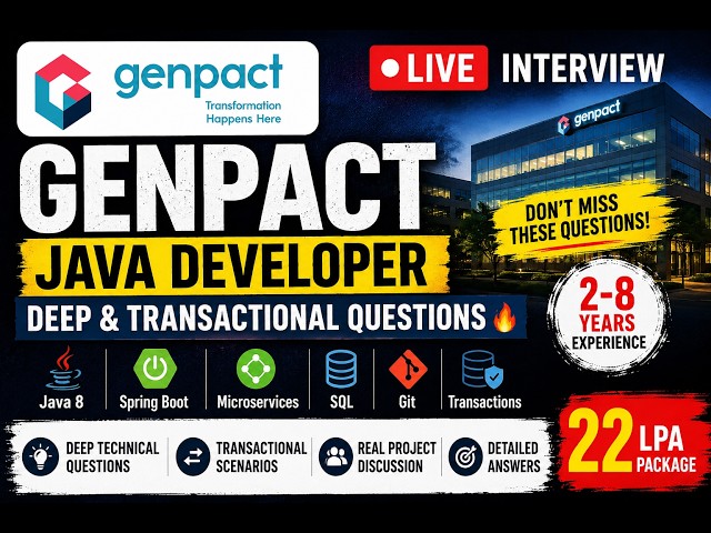 🔔 Genpact Java Developer LIVE Interview | Deep Technical Questions | Transactional Scenarios | Java