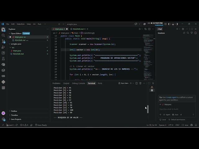 Manipulación de Vectores en Java