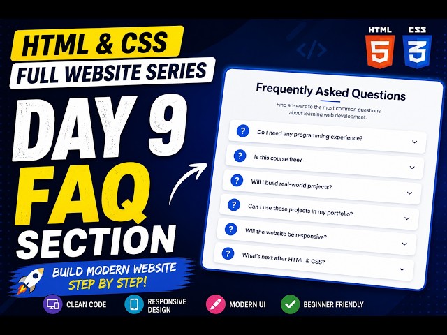 Build FAQ Section with HTML & CSS | Day 9 | Complete Website Series