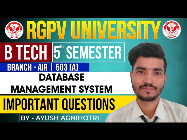 DBMS Important Questions | RA-503 (A) | RGPV Exam 2025 | @EngineeringBoyz07