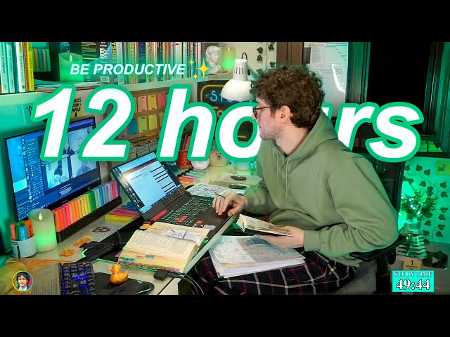 STUDY WITH ME LIVE | 12 HOURS ✨ Harvard Alumnus, Chill Work With Me, Rain Sounds, Pomodoro Timer