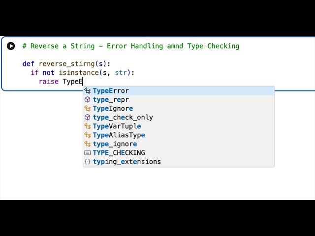 Python Program to Reverse a String - Error Handling and Type Checking