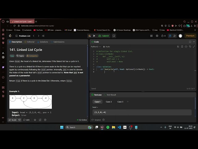 Ep 25: Solve LeetCode 141 – Linked List Cycle | No Talk, Just Code in Python 🔥