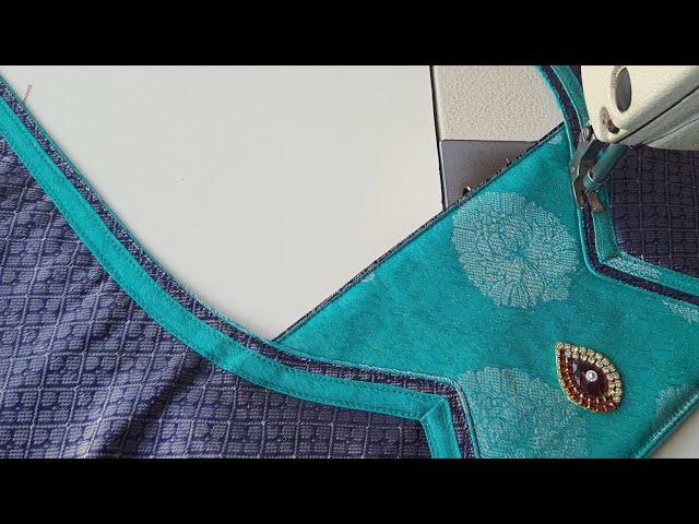 stylish patchwork blouse neck design || beautiful blouse back neck design cutting & stitching
