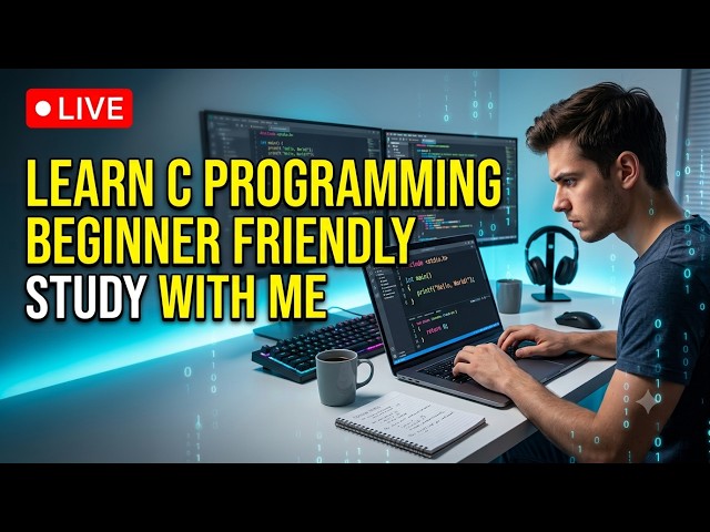 Learn C Programming Live | Coding Along from Scratch | Study With Me | Beginner C Programming