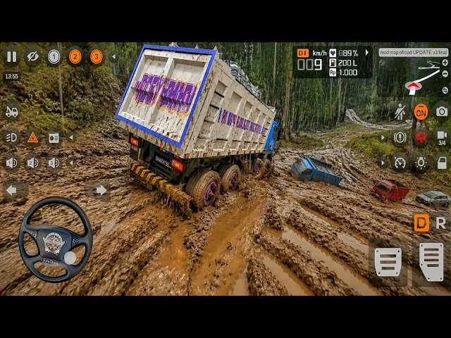 Impossible Deep Mud! Heavy 10x10 Dumper Truck Rescue in Extreme Offroad Bus Simulator Indonesia