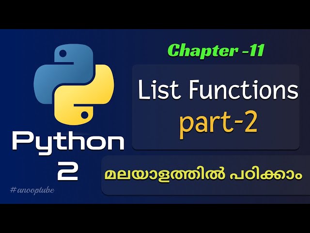 Python List Functions - Part - 2 | Python Tutorial 11 | Python Tutorial in Malayalam