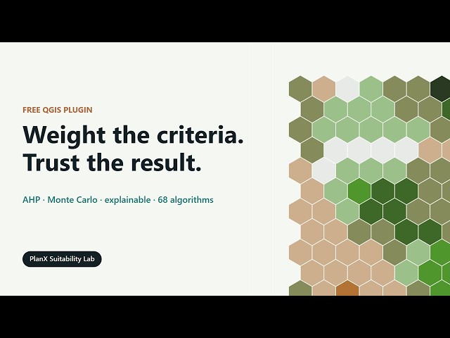 PlanX Suitability Lab for QGIS - AHP, Monte Carlo & Explainable Land Suitability Analysis