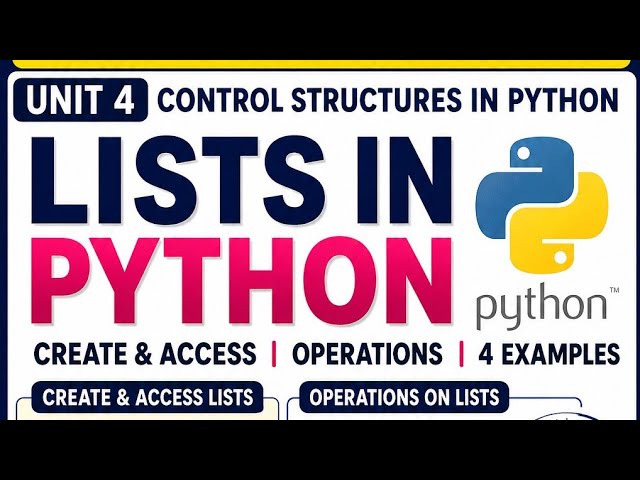 Lists in Python | Create & Access Lists | Operations on Lists | 4 Solved Examples in 9 m | Class 10