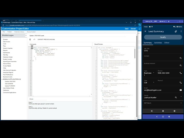 Mobile Customization in Acumatica