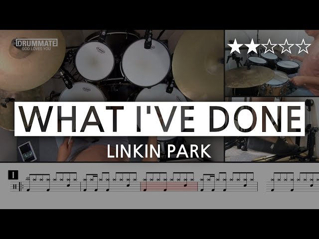 [Lv.05] What I've Done - Linkin Park (★★☆☆☆) Pop Drum Cover Score Sheet Lessons Tutorial | DRUMMATE