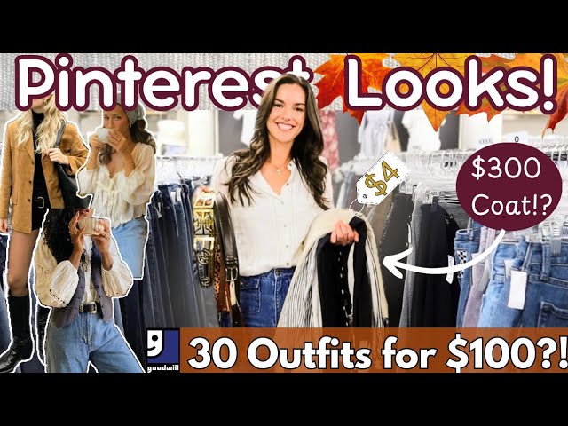 30 Pinterest-Inspired Outfits for $100?! | Goodwill Thrift With Me, Haul + Try On Challenge