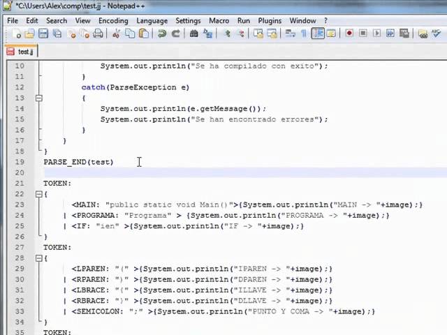 Tutorial 1: Sintaxis JavaCC