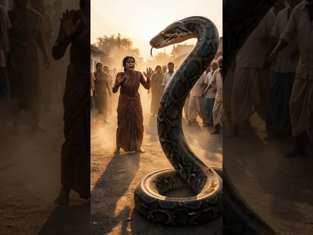 “Giant Python Rose Up… She Froze in Fear! 😱🐍 | Real Village Incident?”#shorts