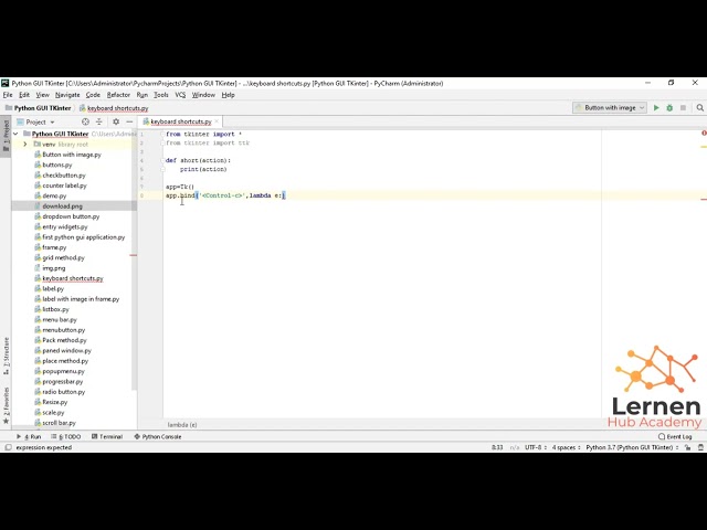 using shortcut keys in tkinter | Keyboard Event Binding With tKinter - Python Tkinter GUI Tutorial