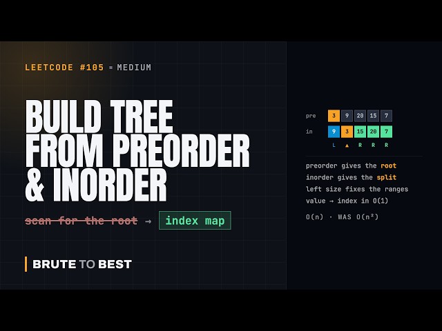 LeetCode #105: Build a Tree from Preorder and Inorder — O(n)