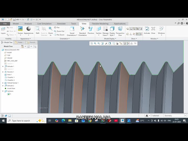 Hexagonal nut in CREO