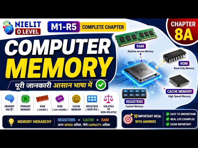 Computer Memory Explained in Hindi | RAM, ROM, Cache Memory, Registers |O Level M1-R5 Chapter 8