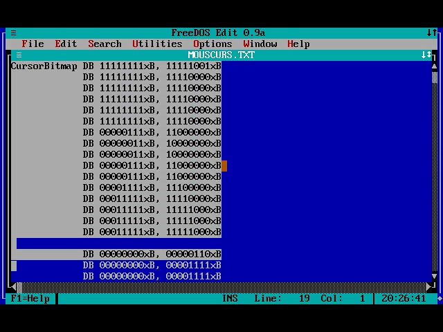 Three simple mouse routines in assembly language for DOS