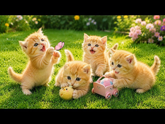 🌸😻 The Cutest Golden Kittens Playing Outdoors | Cute Cat Video | Relaxing Cat Sounds