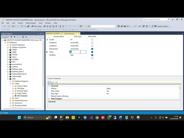 How to Enable Edit table Options in MS SQL SERVER v20.2.30.0